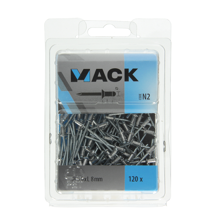 Mack 1020312 - 120 Blindklammern Aluminium 3,2x8mm | 5 Stück