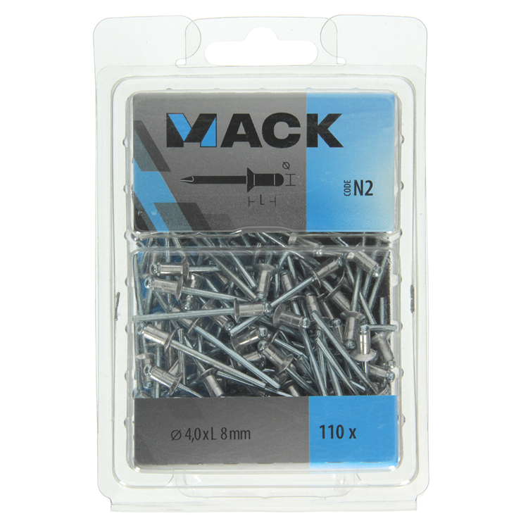 Mack 1020313 - 110 Blindklammern Aluminium 4,0x8mm | 5 Stück