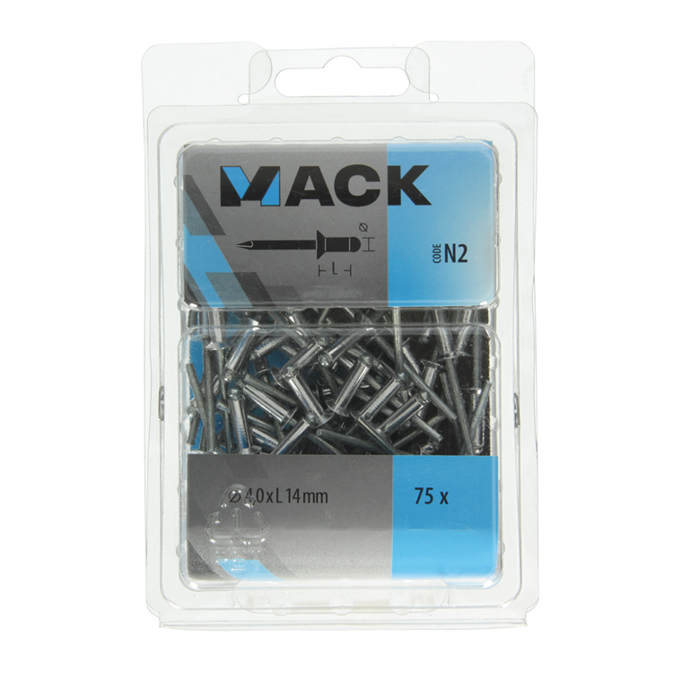 Mack 1020316 - 75 Blindklammern Aluminium 4,0x14mm | 5 Stück