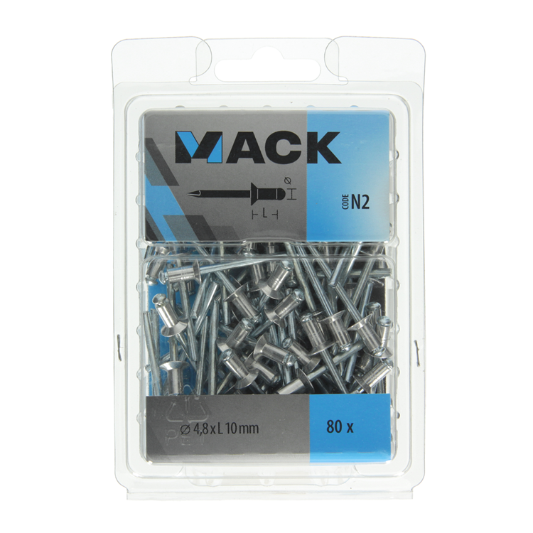 Mack 1020317 - 80 Blindklammern Aluminium 4,8x10mm | 5 Stück