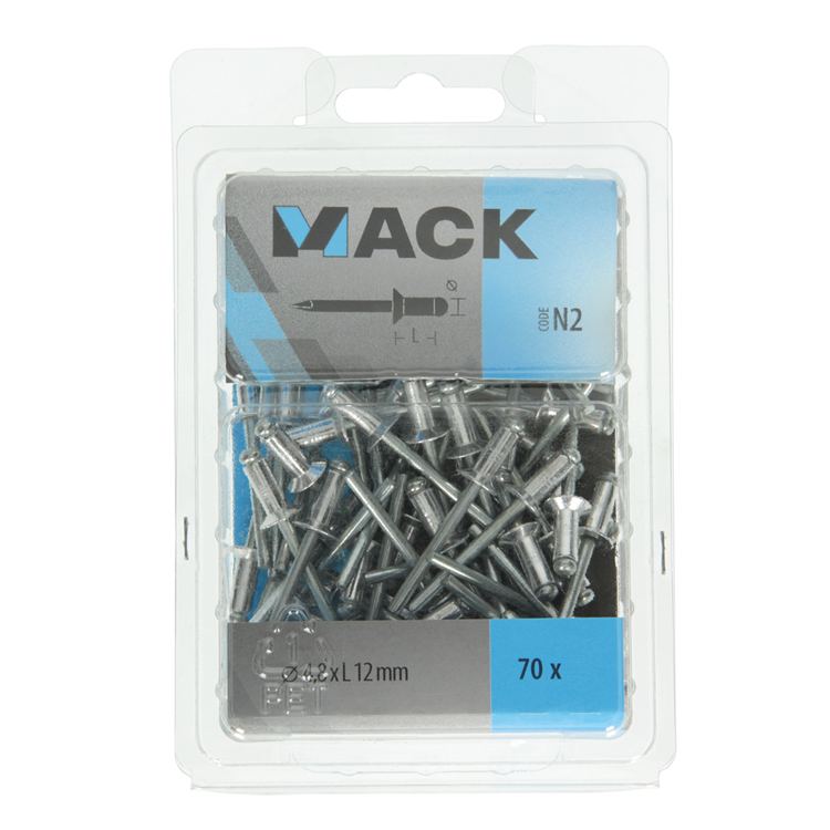Mack 1020318 - 70 Blindklammern Aluminium 4,8x12mm | 5 Stück