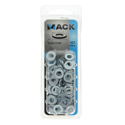 Mack 1018116 - Unterlegscheibe Stahl verzinkt 150 Stück 6,4 x 12 mm | 5 Stück