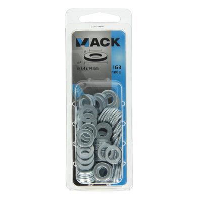 Mack 1018117 - Unterlegscheibe Stahl verzinkt 100 Stück 7,4 x 14 mm | 5 Stück