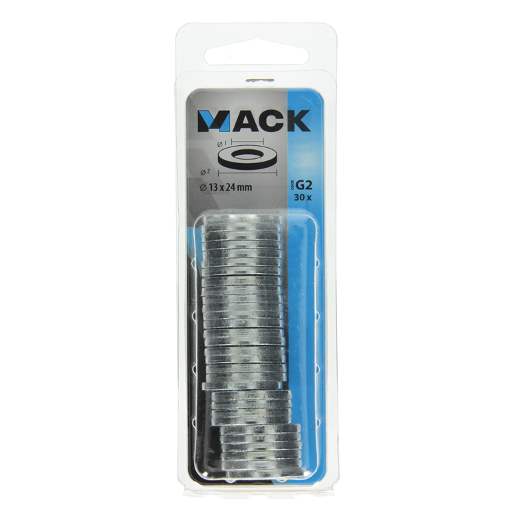 Mack 1018120 - Unterlegscheibe Stahl verzinkt 30 Stück 13 x 24 mm | 5 Stück