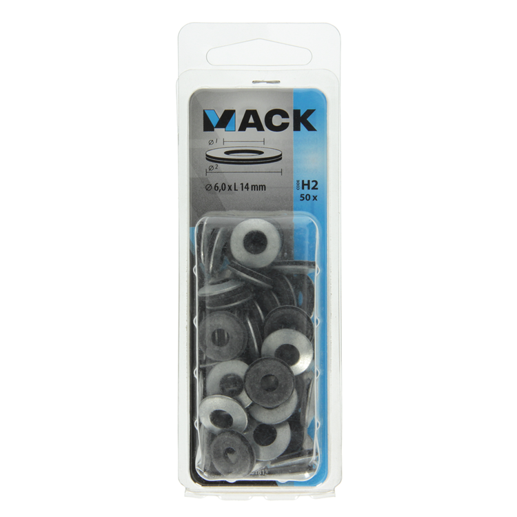 Mack 1018133 - Dichtring Gummi verzinkt 50 Stück 6,0 x 14 mm | 5 Stück