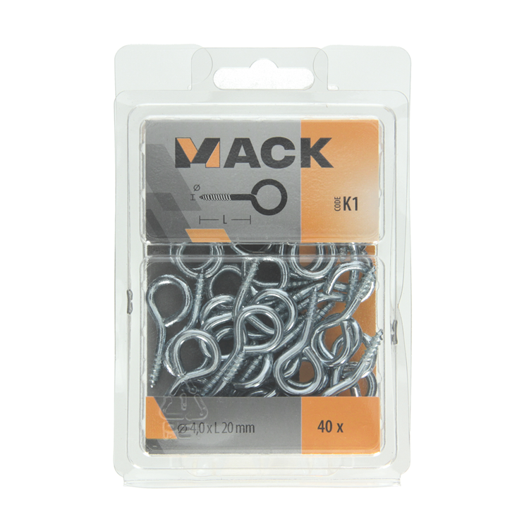 Mack 1018136 - Schraubenöse aus verzinktem Stahl, 40 Stück, 4,0 x 20 mm | 5 Stück