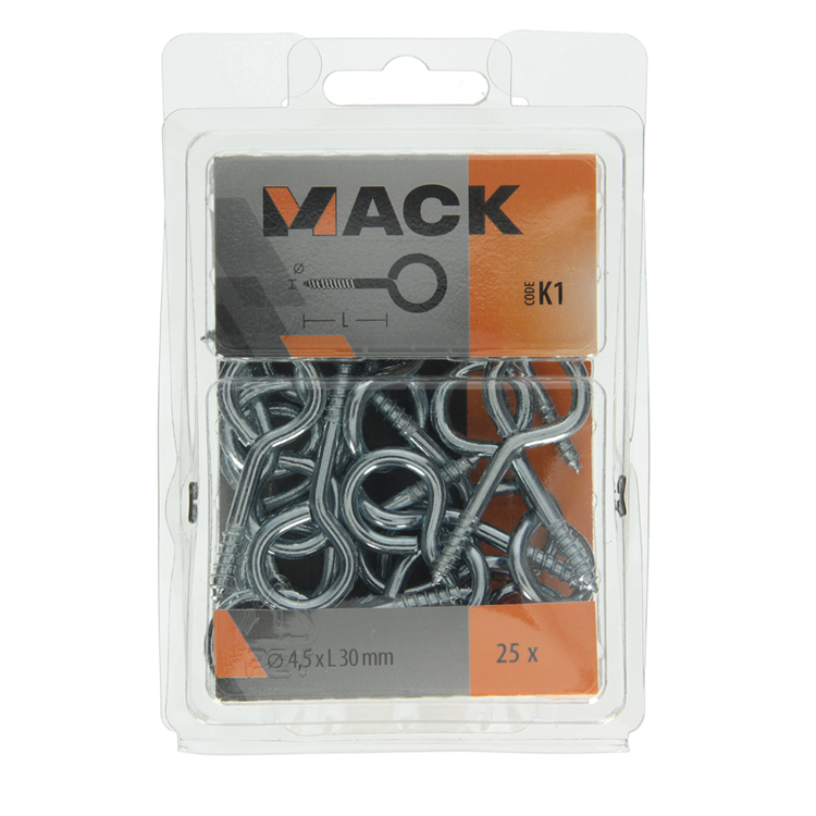 Mack 1018137 - Schrauböse verzinkter Stahl 25 Stück 4,5 x 30 mm | 5 Stück