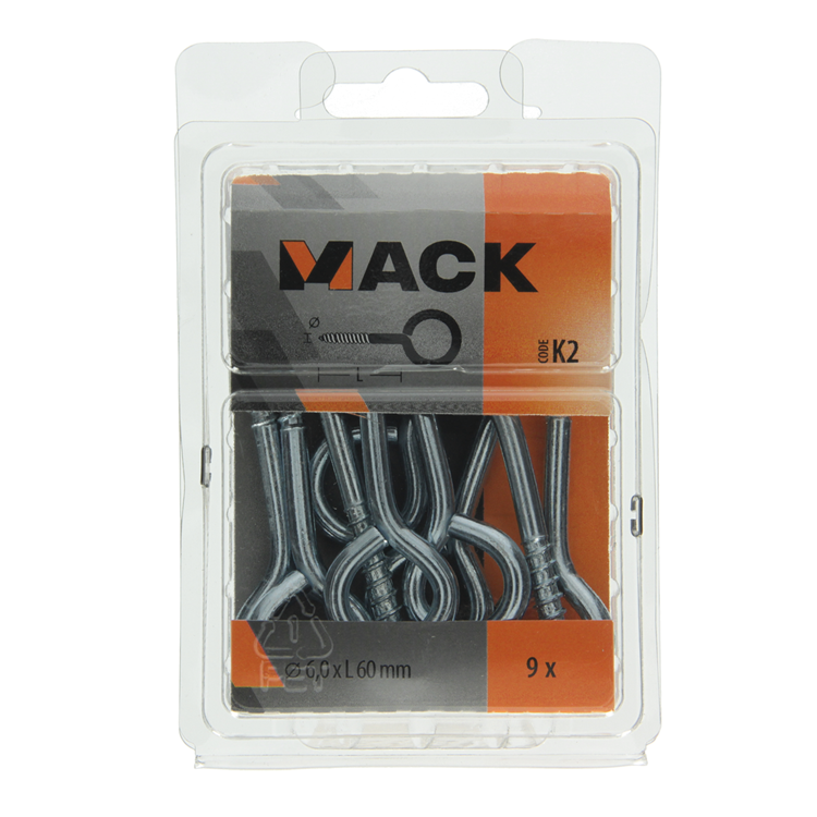 Mack 1018139 - Schrauböse verzinkter Stahl 9 Stück 6,0 x 60 mm | 5 Stück