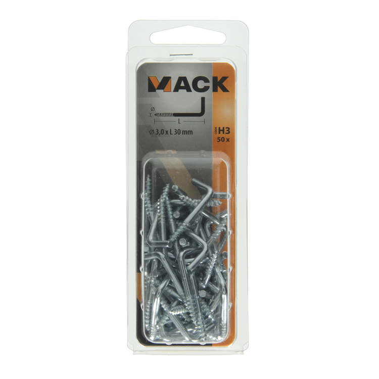 Mack 1018142 - Daumenschraube verzinkter Stahl 50 Stück 3,0 x 30 mm | 5 Stück
