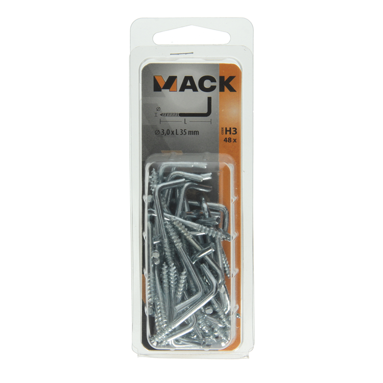 Mack 1018143 - Daumenschraube verzinkter Stahl 48 Stück 3,0 x 35 mm | 5 Stück