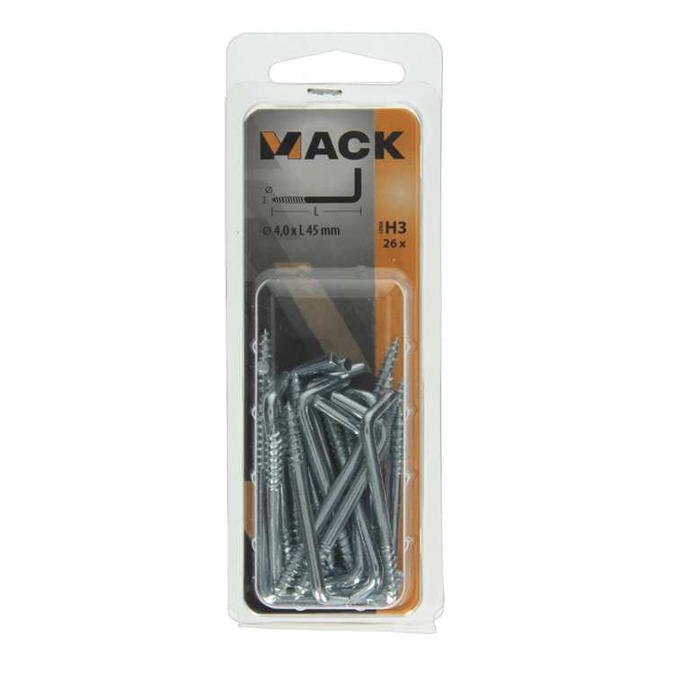 Mack 1018145 - Daumenschraube aus verzinktem Stahl, 26 Stück, 4,0 x 45 mm | 5 Stück