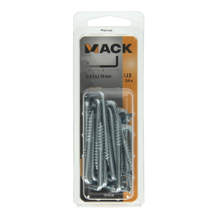 Mack 1018146 - Daumenschraube aus verzinktem Stahl, 24 Stück, 4,5 x 50 mm | 5 Stück