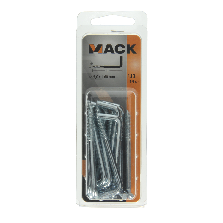 Mack 1018147 - Daumenschraube verzinkter Stahl 14 Stück 5,0 x 60 mm | 5 Stück