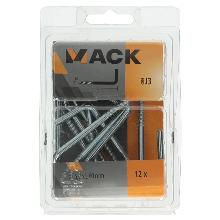 Mack 1018148 - Daumenschraube verzinkter Stahl 12 Stück 5,0 x 80 mm | 5 Stück