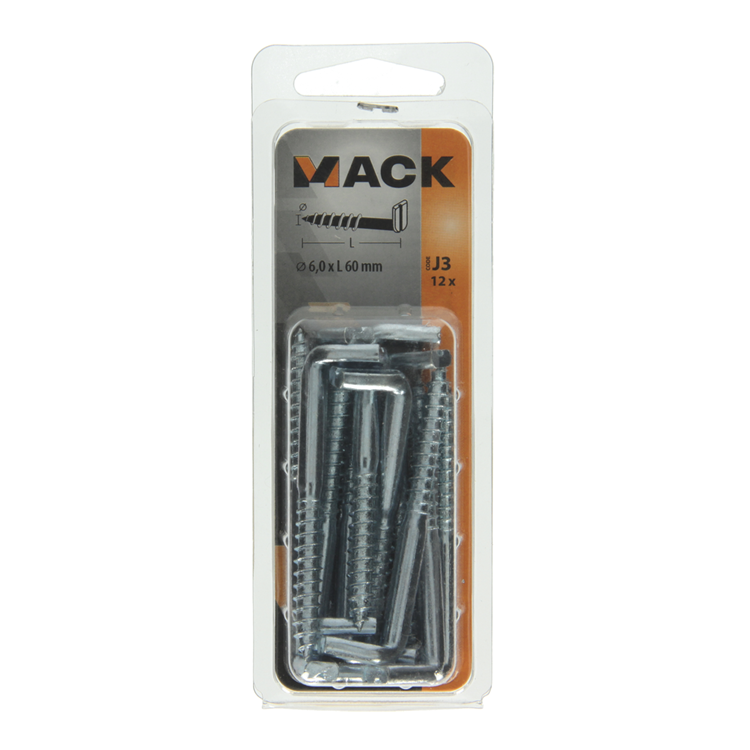 Mack 1018151 - Daumenschraube mit Schlitz verzinkt 12 Stück 6,0 x 60 mm | 5 Stück