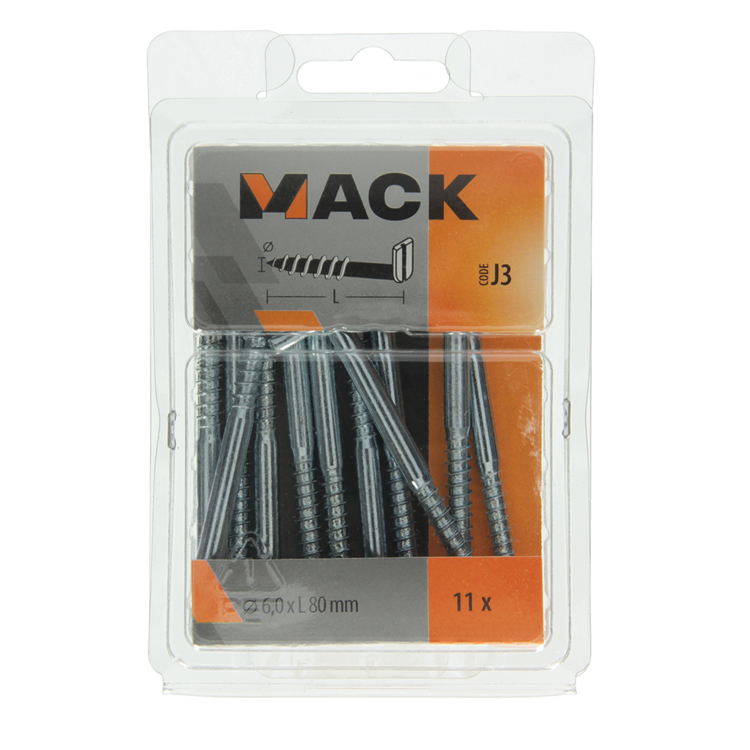 Mack 1018152 - Daumenschraube mit Schlitz verzinkt 11 Stück 6,0 x 80 mm | 5 Stück