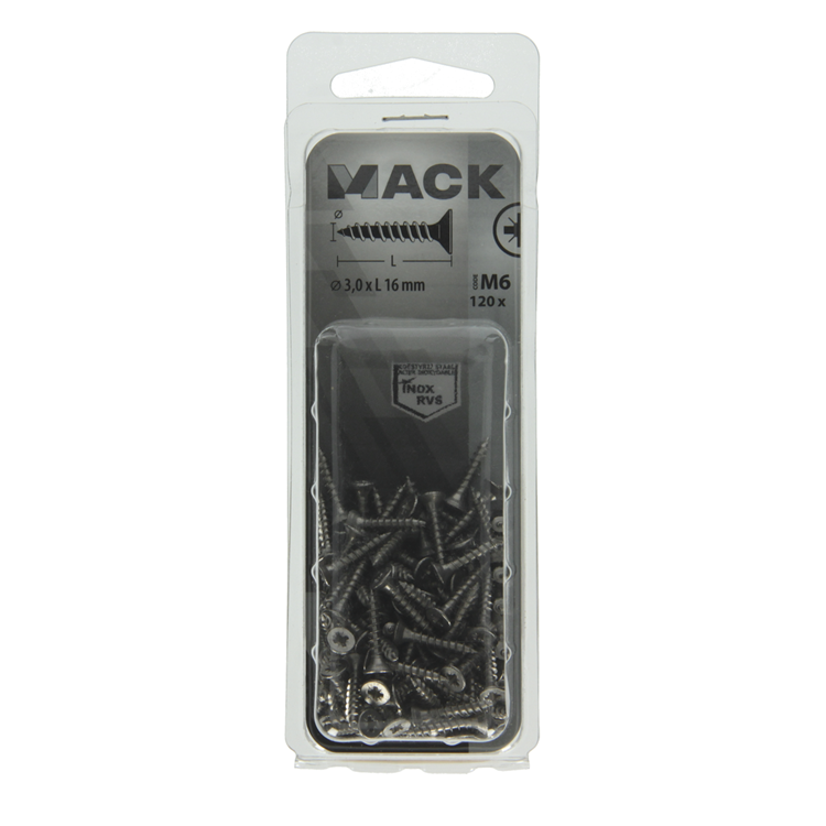 Mack 1019980 – Spanplattenschraube VZ-Kopf Edelstahl 120 Stück 3,0 x 16 mm | 5 Stück