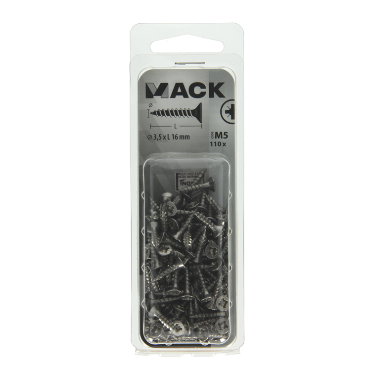 Mack 1019981 - Spanplattenschraube VZ-Kopf Edelstahl 110 Stück 3,5 x 16 mm | 5 Stück