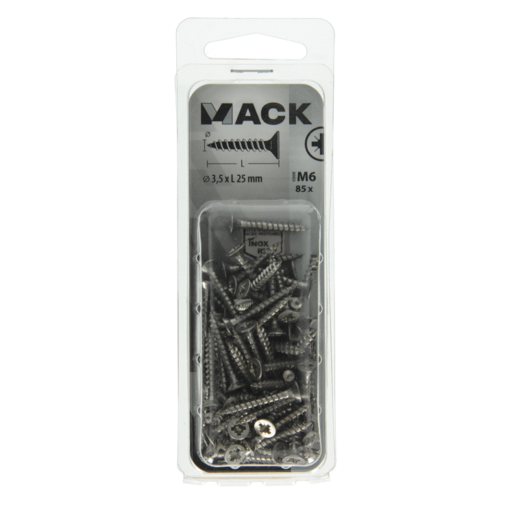 Mack 1019983 – Spanplattenschraube VZ-Kopf Edelstahl 85 Stück 3,5 x 25 mm | 5 Stück