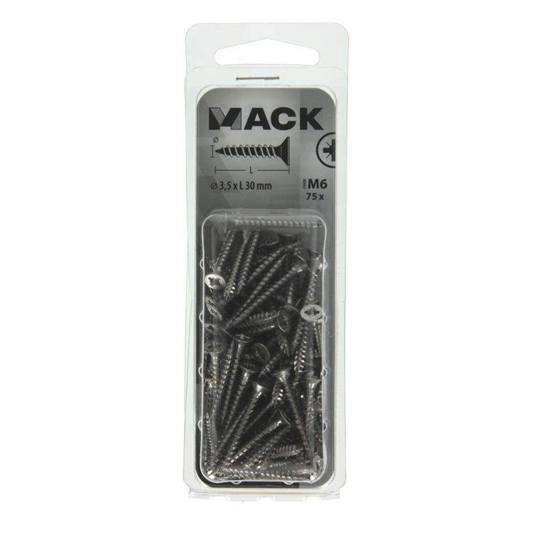 Mack 1019984 – Spanplattenschraube VZ-Kopf Edelstahl 75 Stück 3,5 x 30 mm | 5 Stück