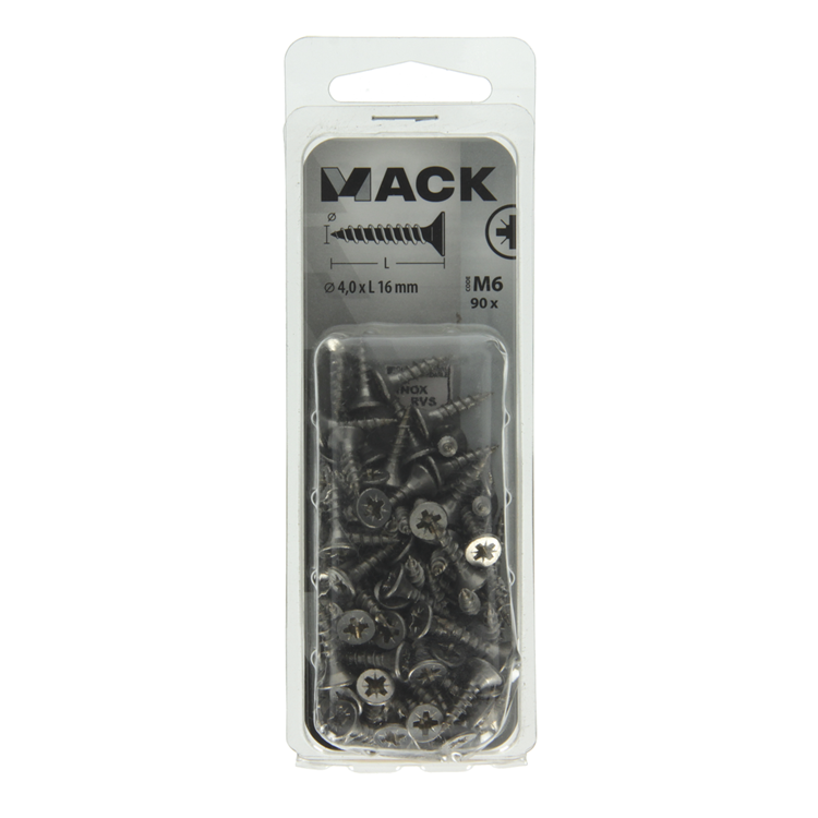Mack 1019985 - Spanplattenschraube VZ-Kopf Edelstahl 90 Stück 4,0 x 16 mm | 5 Stück