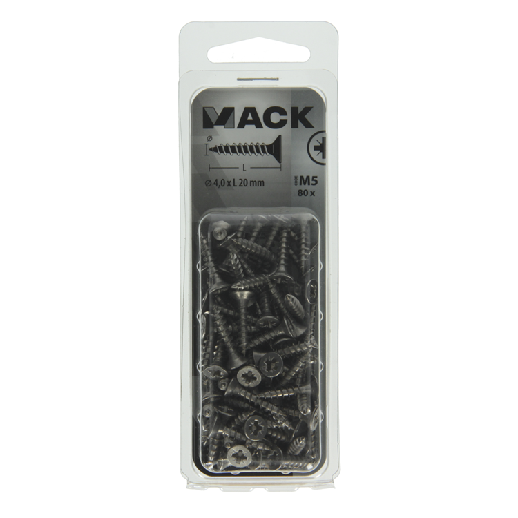 Mack 1019986 – Spanplattenschraube VZ-Kopf Edelstahl 80 Stück 4,0 x 20 mm | 5 Stück