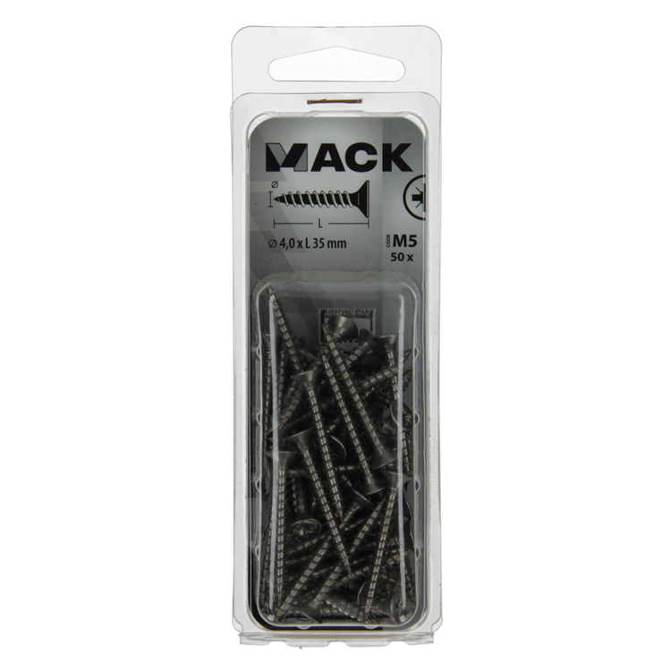 Mack 1019989 - Spanplattenschraube VZ-Kopf Edelstahl 50 Stück 4,0 x 35 mm | 5 Stück