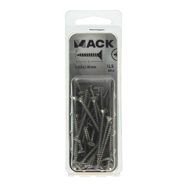 Mack 1019990 - Spanplattenschraube VZ-Kopf Edelstahl 40 Stück 4,0 x 40 mm | 5 Stück