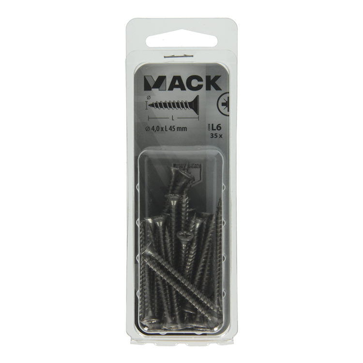 Mack 1019991 – Spanplattenschraube VZ-Kopf Edelstahl 35 Stück 4,0 x 45 mm | 5 Stück