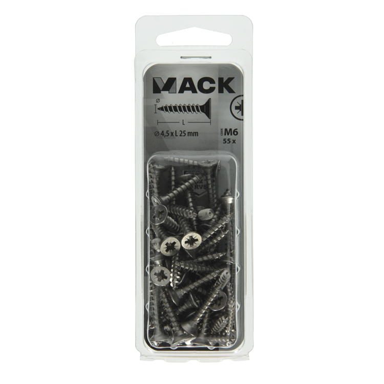 Mack 1019993 - Spanplattenschraube VZ-Kopf Edelstahl 55 Stück 4,5 x 25 mm | 5 Stück