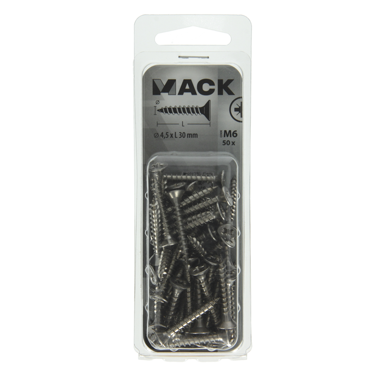 Mack 1019994 - Spanplattenschraube VZ-Kopf Edelstahl 50 Stück 4,5 x 30 mm | 5 Stück