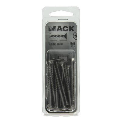 Mack 1020000 - Spanplattenschraube VZ-Kopf Edelstahl 20 Stück 5,0 x 60 mm | 5 Stück