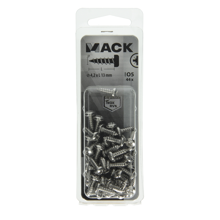 Mack 1020017 - Blechschraube Zylinderkopf A2 44 Stück 4,2 x 13 mm | 5 Stück