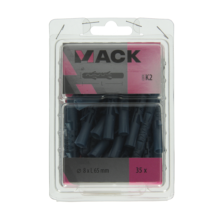 Mack 1020028 - Dübel mit langer Ausdehnung, Polyethylen, 35 Stück, 8 x 65 mm | 3 Stück