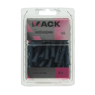 Mack 1020028 - Dübel mit langer Ausdehnung, Polyethylen, 35 Stück, 8 x 65 mm | 3 Stück