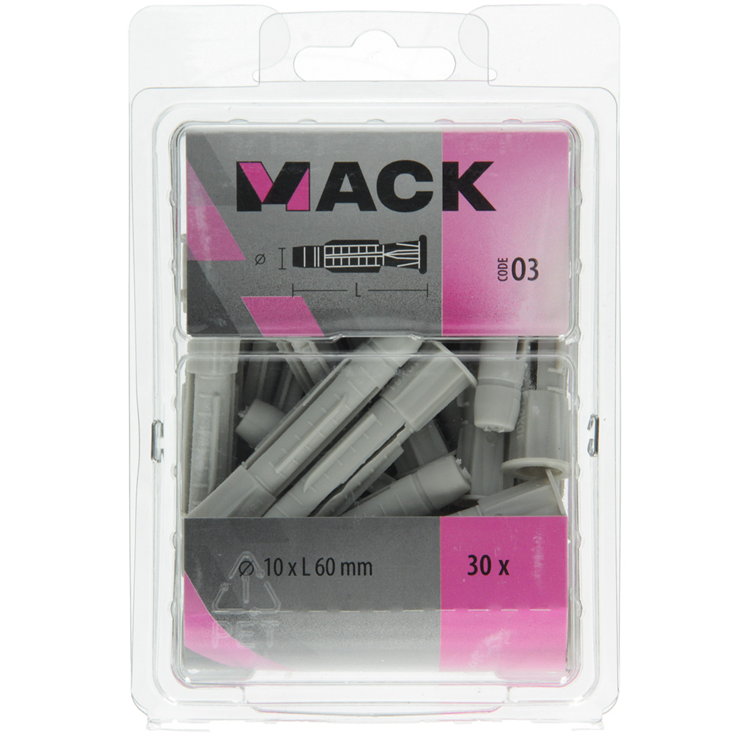 Mack 1018160 - Universalstecker + Kragen Polyethylen30 Stück 10 x 60 mm | 5 Stück