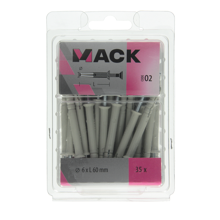 Mack 1018165 - Nylon-Nageldübel Polyamid 35 Stück 6 x 60 mm | 3 Stück