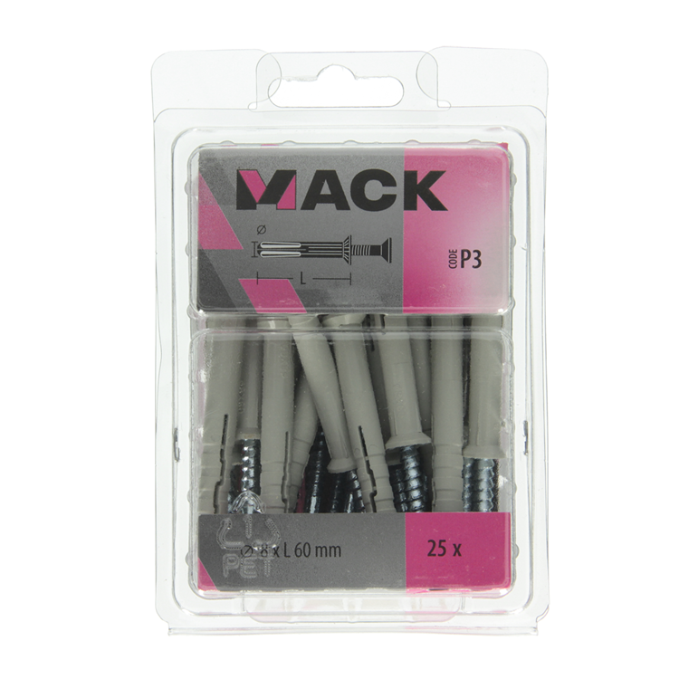 Mack 1018167 - Nylon-Nageldübel Polyamid 25 Stück 8 x 60 mm | 3 Stück