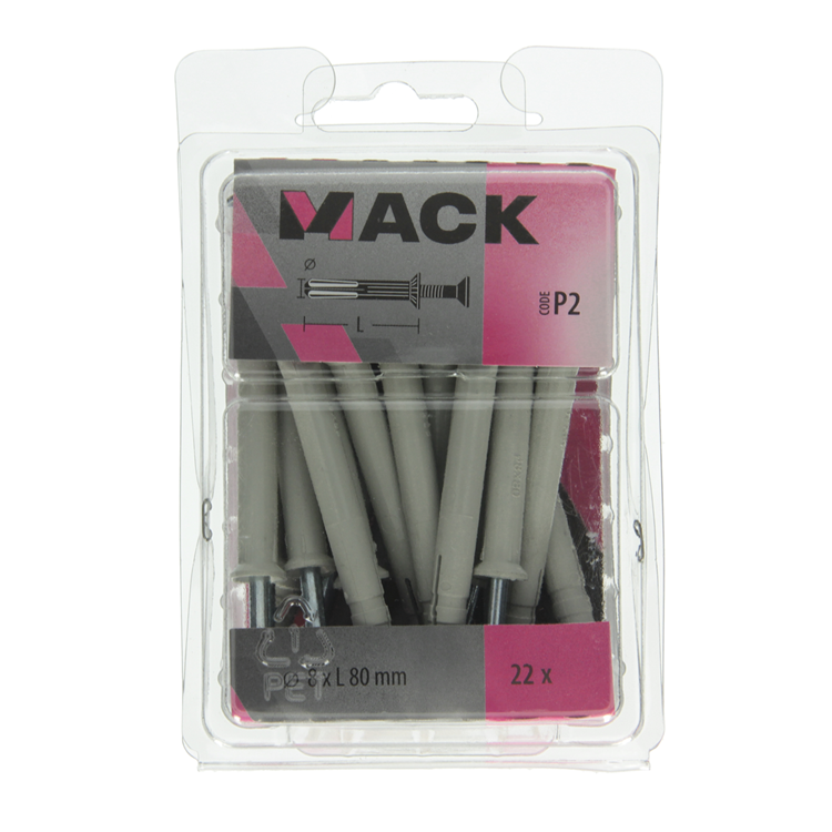 Mack 1018168 - Nylon-Nageldübel Polyamid 22 Stück 8 x 80 mm | 3 Stück