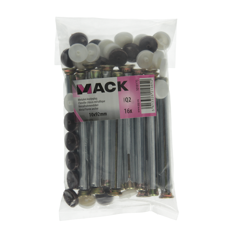 Mack 1018170 - Metallrahmendübel verzinkter Stahl 16 Stück 10 x 90 mm | 5 Stück