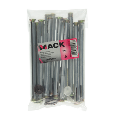 Mack 1018172 - Metallrahmendübel verzinkter Stahl 12 Stück 10 x 130 mm | 5 Stück