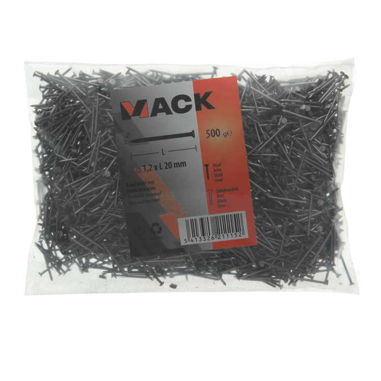 Mack 1020030 - Flachkopfnagel 500 gr 1,2 x 20 mm | 10 Stück