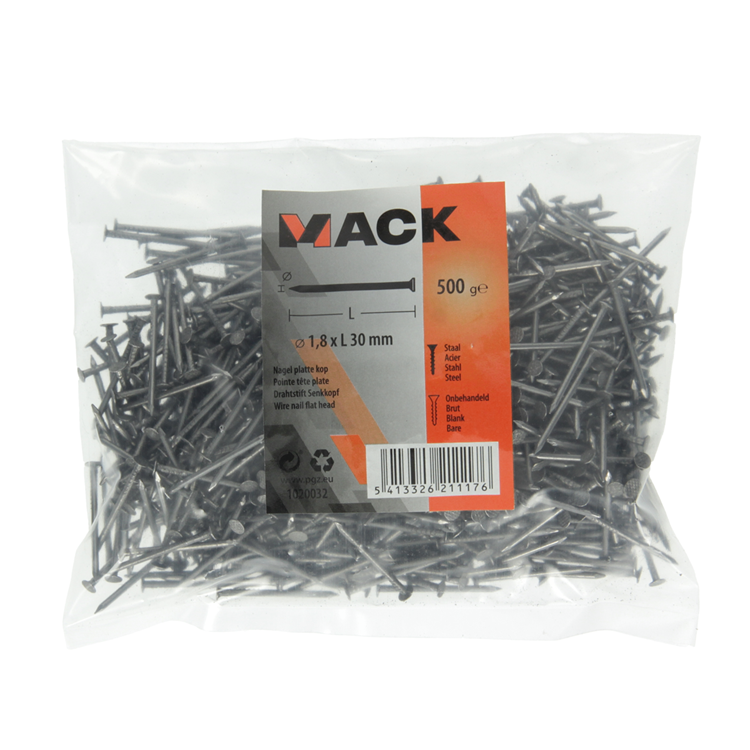 Mack 1020032 - Flachkopfnagel 500 gr 1,8 x 30 mm | 10 Stück