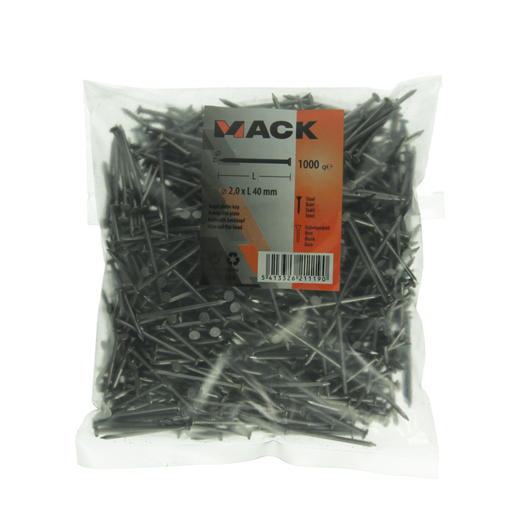 Mack 1020034 - Flachkopfnagel 1000 gr 2,0 x 40 mm | 10 Stück