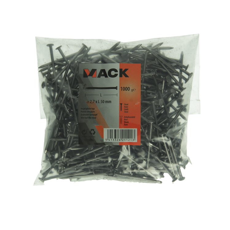 Mack 1020036 - Flachkopfnagel 1000 gr 2,7 x 50 mm | 10 Stück