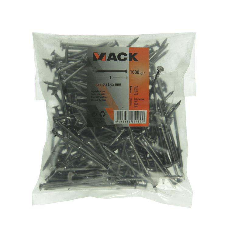 Mack 1020039 - Flachkopfnagel 1000 gr 3,0 x 65 mm | 10 Stück
