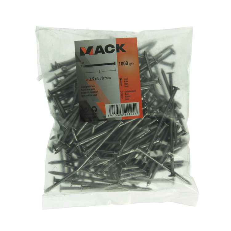 Mack 1020040 - Flachkopfnagel 1000 gr 3,5 x 70 mm | 10 Stück