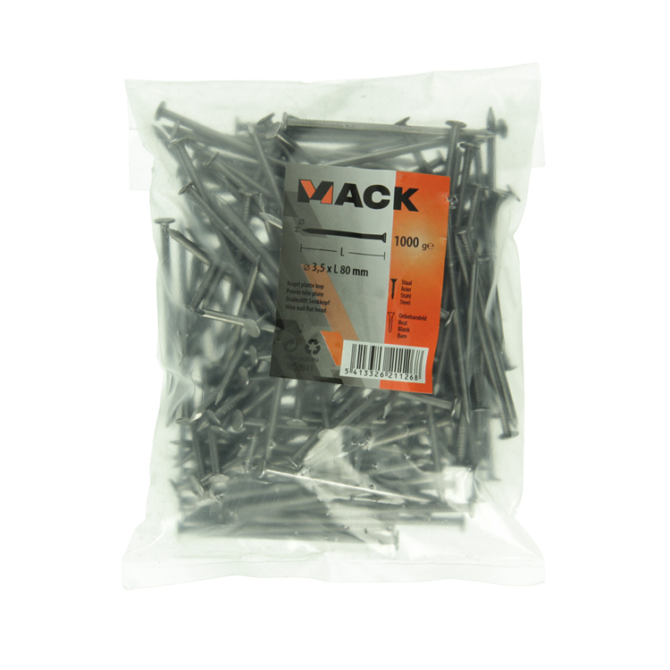 Mack 1020041 - Flachkopfnagel 1000 gr 3,5 x 80 mm | 10 Stück