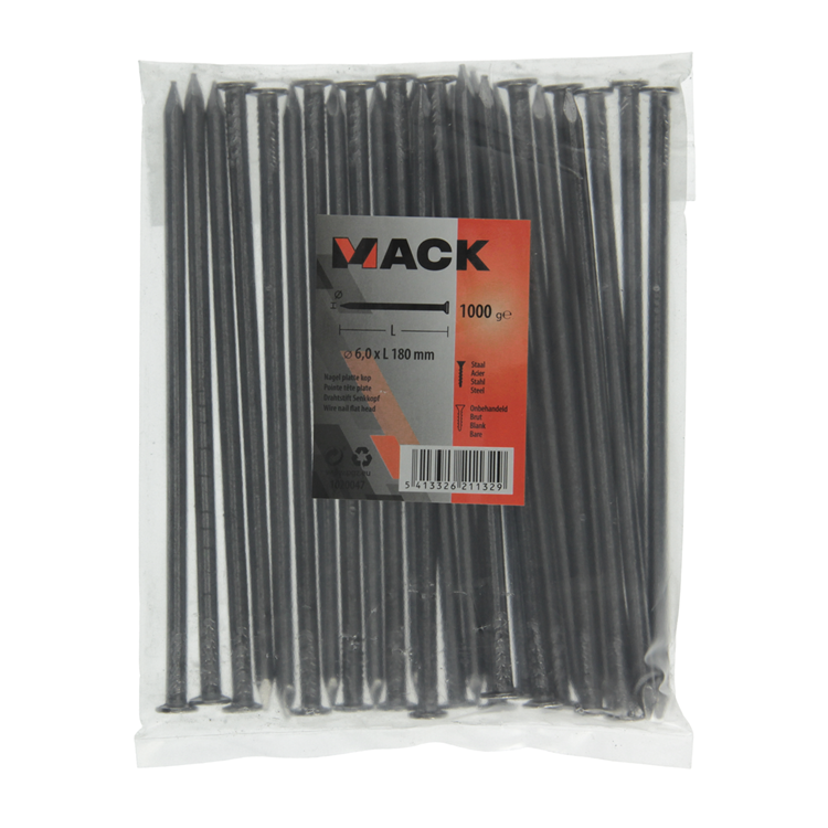 Mack 1020047 - Flachkopfnagel 1000 gr 6,0 x 180 mm | 10 Stück