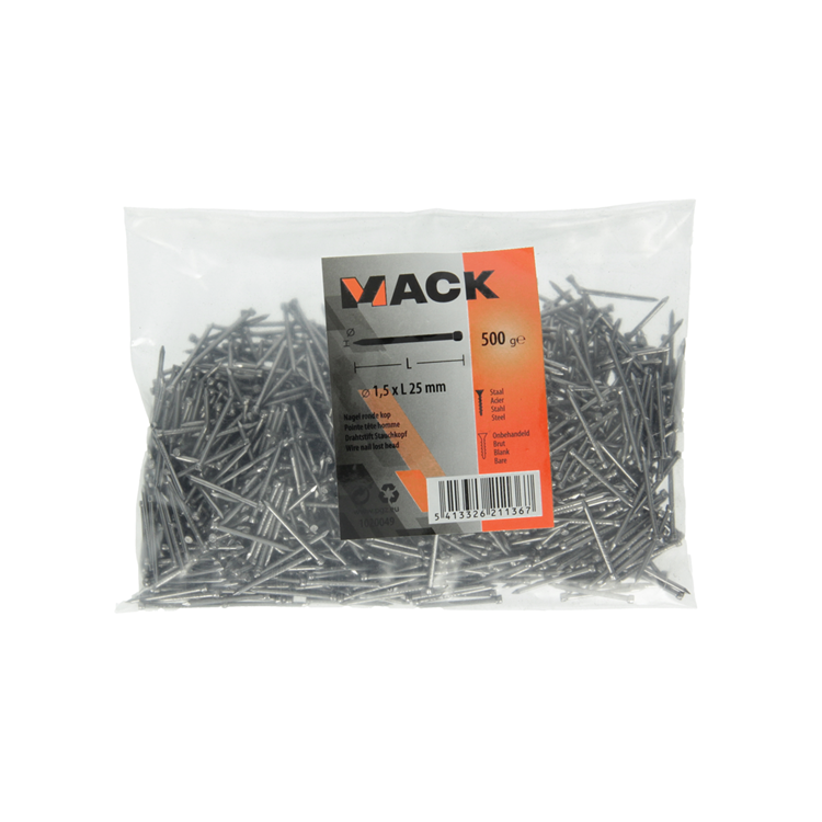 Mack 1020049 - Nagel runder Kopf 500 gr 1,5 x 25 mm | 10 Stück